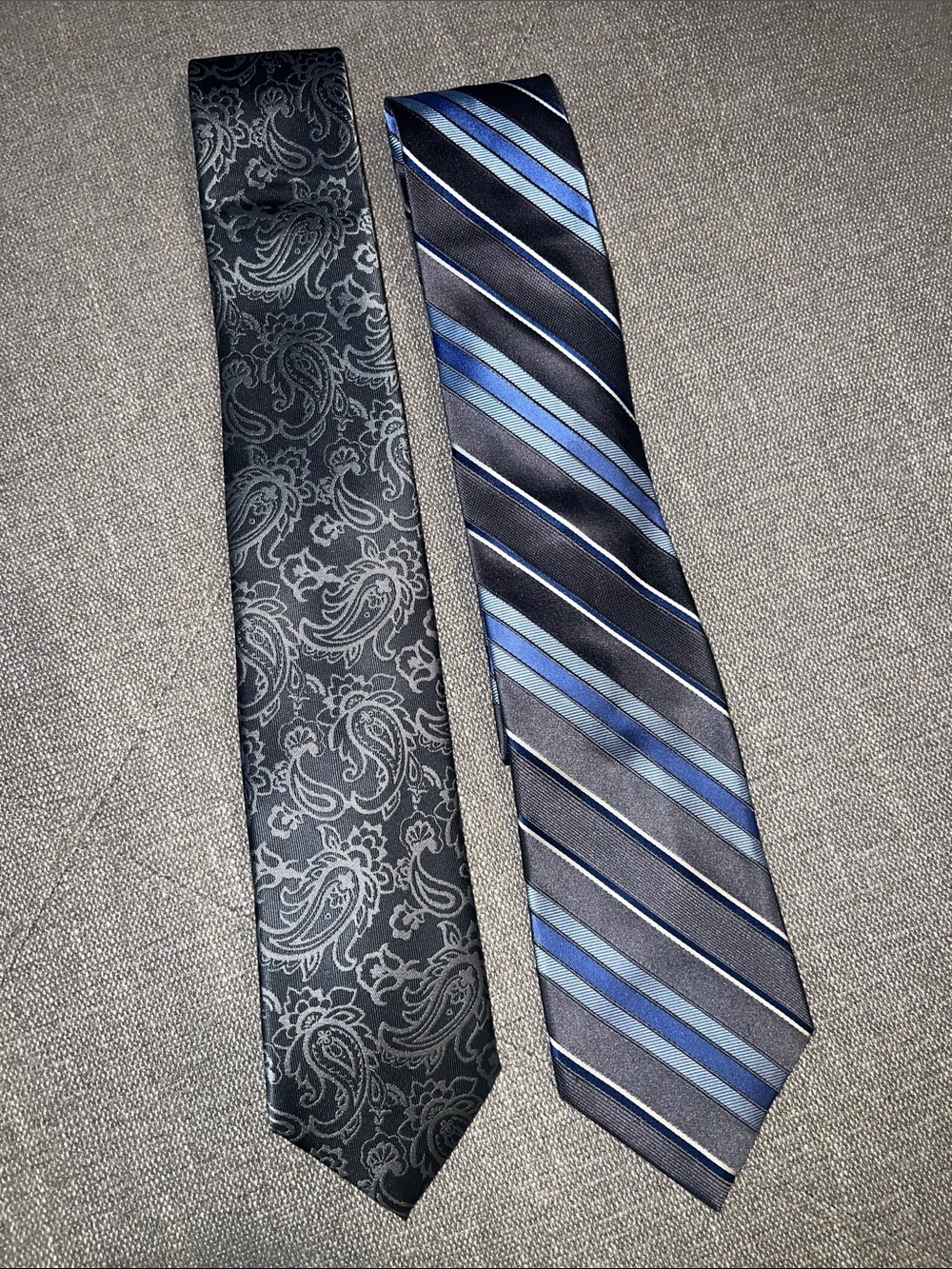 Men's Michael Kors Blue & Black Paisley and Striped Silk Ties - Set of 2